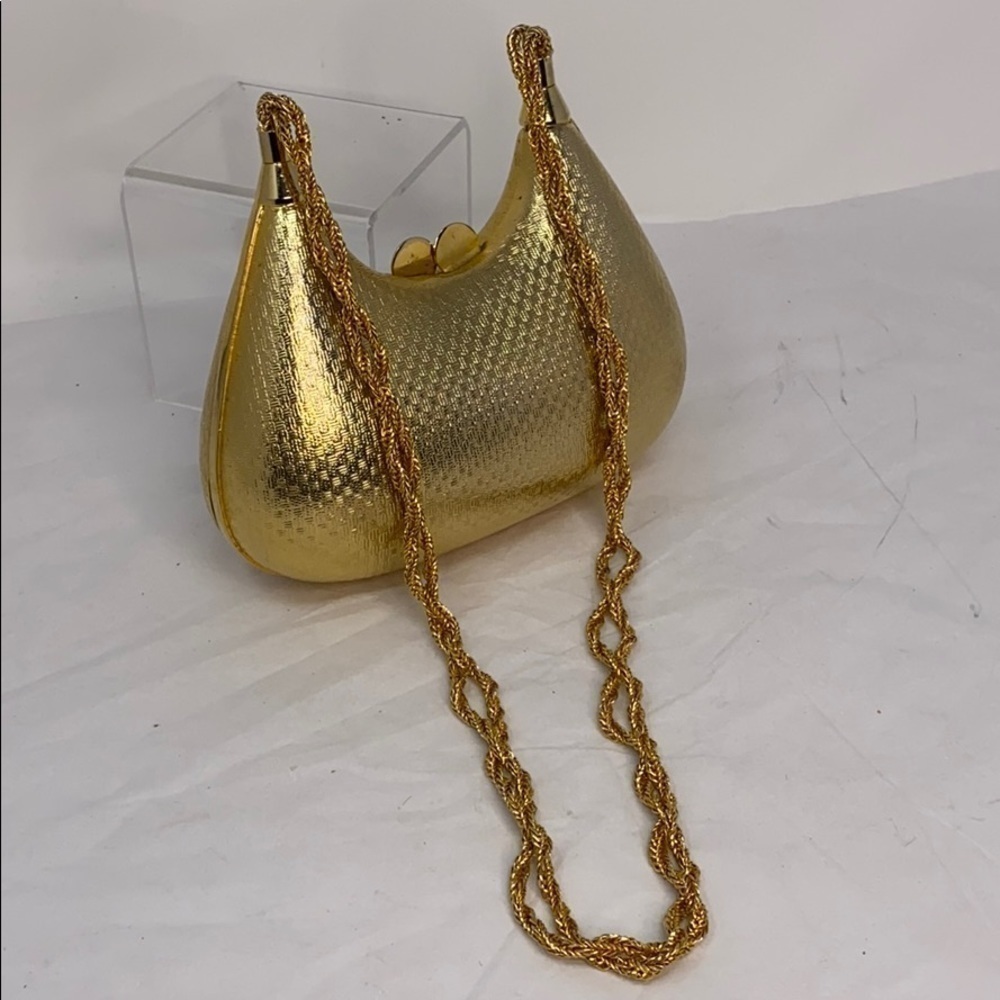 Vintage Brushed Matte Goldtone Hard Shoulder Bag